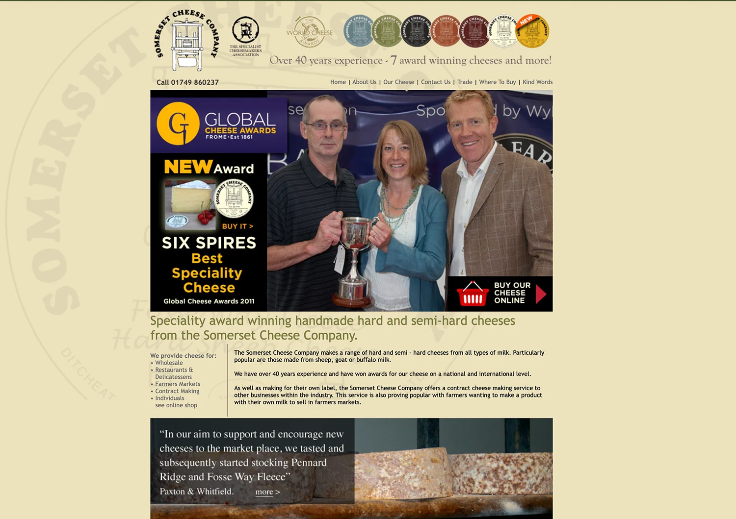 The old Somerset Cheese ecommerce business website design. It is a very dated looking site.