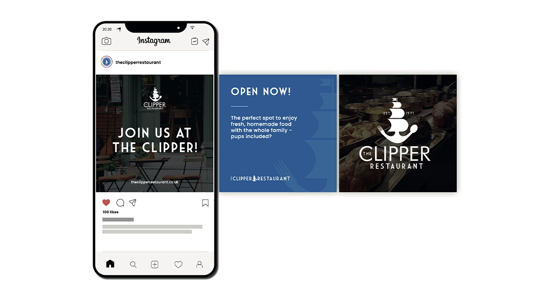Clipper restaurant instagram carousel designs