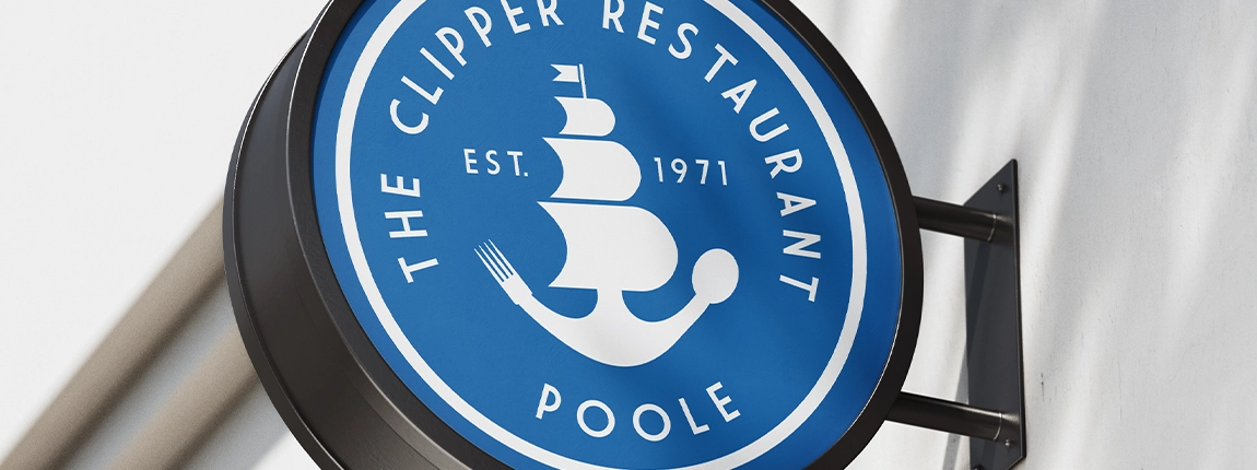 Clipper restaurant logo design on their shop sign