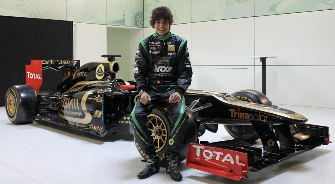 Esteban Ocan with a racing car