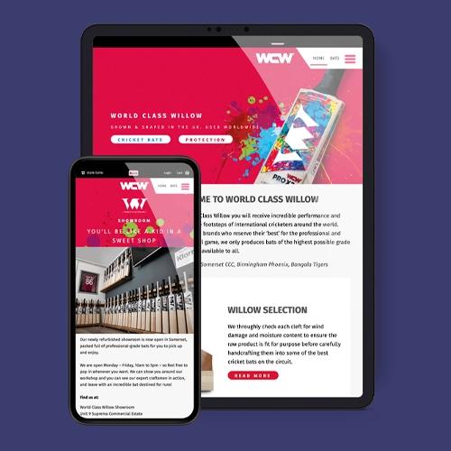 A website design for WCW. Displayed across a range of devices as responsive spreads