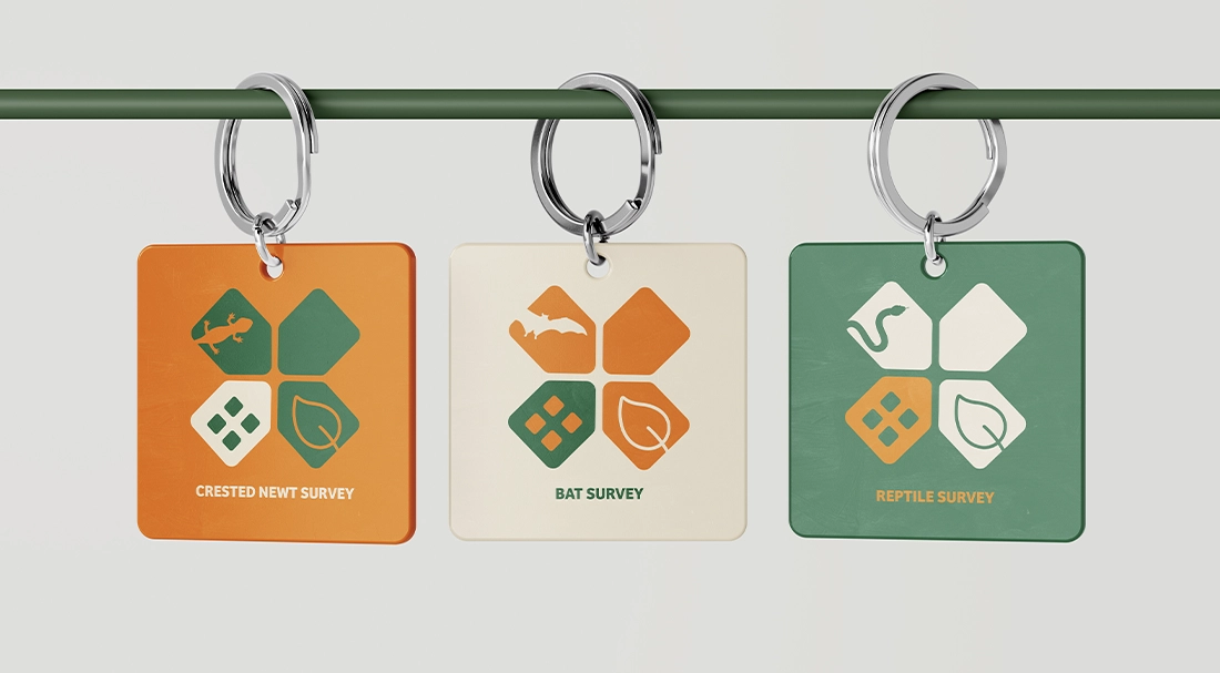 Crossman keyrings - design branding applied.